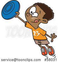 Cartoon Black Boy Catching a Frisbee by Toonaday