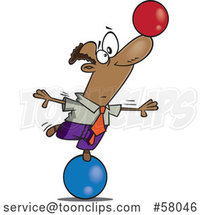 Cartoon Businessman on a Ball, Balancing Another on His Nose by Toonaday