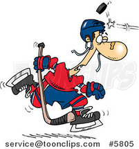 Cartoon Puck Hitting a Hockey Player by Toonaday
