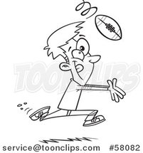 Cartoon Outline of Guy Catching a Football by Toonaday