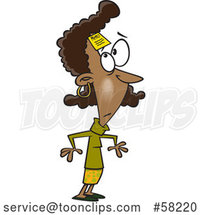 Cartoon Black Lady with a Memo on Her Forehead by Toonaday