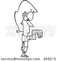 Cartoon Outline of Woman with Her Arm in a Crazy Cast by Toonaday