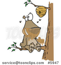 Cartoon Bear Sitting on a Branch and Getting Honey by Toonaday