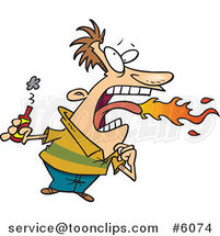 Cartoon Firey Mouthed Guy with Hot Sauce by Toonaday