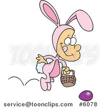 Cartoon Boy Hopping in an Easter Bunny Costume by Toonaday