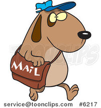 Cartoon Dog Postal Worker Carrying a Mail Bag by Toonaday