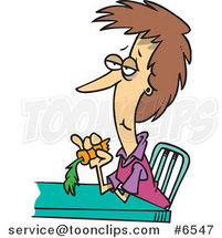 Cartoon Dieting Lady Eating a Carrot by Toonaday