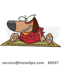 Cartoon Doggie Lama Sitting on a Rug by Toonaday