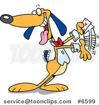 Cartoon Dog Shuffling Playing Cards by Toonaday