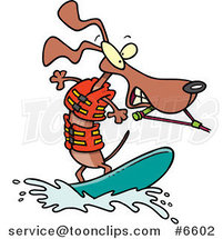 Cartoon Wakeboarding Wiener Dog by Toonaday