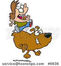 Cartoon Boy Riding a Dog by Toonaday