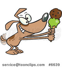 Cartoon Dog Holding out an Ice Cream Cone by Toonaday