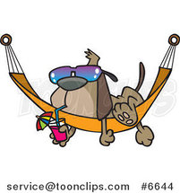 Cartoon Dog Lounging on a Hammock by Toonaday