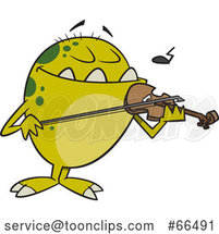 Cartoon Monster Playing a Violin by Toonaday