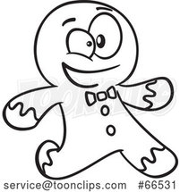 Cartoon Black and White Gingerbread Guy Running by Toonaday