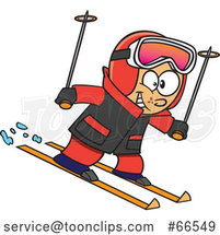 Cartoon Happy Boy Skiing by Toonaday