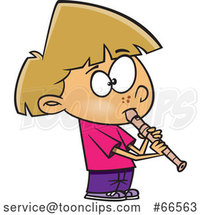 Cartoon Girl Playing a Recorder by Toonaday