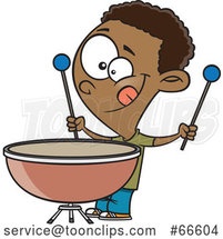 Cartoon Black Boy Playing a Kettle Drum by Toonaday