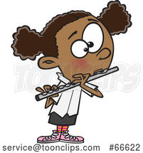 Cartoon Black Girl Playing a Flute by Toonaday
