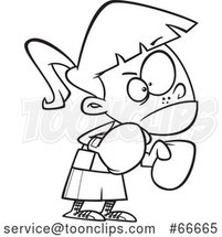 Cartoon Black and White Girl Boxer Ready to Fight by Toonaday