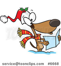 Cartoon Dog Singing Christmas Carols by Toonaday