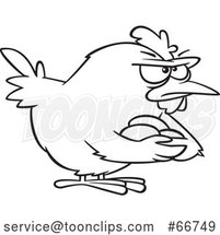 Cartoon Outline Brooding Hen Holding Her Eggs by Toonaday