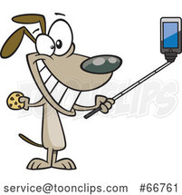 Cartoon Dog Taking a Selfie with a Stick by Toonaday
