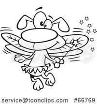 Cartoon Outline Fairy Dog Holding a Wand by Toonaday