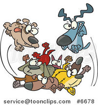 Cartoon Dogs Jumping in a Pile by Toonaday