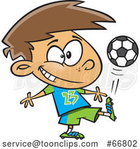 Cartoon Boy Kicking a Soccer Ball by Toonaday