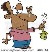 Cartoon Black Guy Holding a Stinky Fish by Toonaday