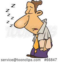 Cartoon Sleep Deprived Businessman Sleeping Standing up by Toonaday