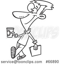 Cartoon Outline Guy Holding a to Go Coffee on Casual Friday by Toonaday