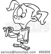 Cartoon Outline Girl Making a Mess with Smores by Toonaday