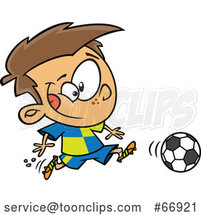 Cartoon White Boy Playing Soccer by Toonaday