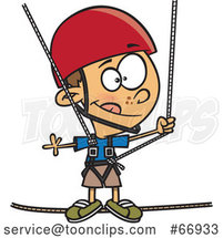 Cartoon White Boy Taking a Ropes Course by Toonaday