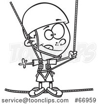 Cartoon Outline Boy Taking a Ropes Course by Toonaday