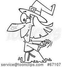 Cartoon Outline Witch Dancing by Toonaday