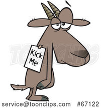 Cartoon Depressed Bullied Goat Wearing a Kick Me Sign by Toonaday