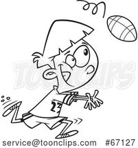Cartoon Outline Boy Catching a Football by Toonaday