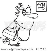Cartoon Lineart Chubby Gym Bound Guy by Toonaday