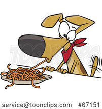 Cartoon Dog Eating Spaghetti by Toonaday