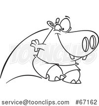 Cartoon Outline Pool Cleaner Hippo Jumping by Toonaday