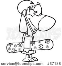 Cartoon Black and White Dog Snowboarder by Toonaday