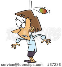 Cartoon Lady Being Bonked on the Head by a Falling Apple by Toonaday