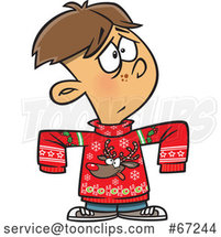 Cartoon Boy Wearing a Big Rudolph Christmas Sweater by Toonaday