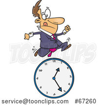 Cartoon White Businessman Running over a Clock by Toonaday