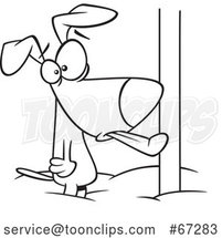 Cartoon Black and White Dog with His Tongue Stuck Frozen to a Pole by Toonaday