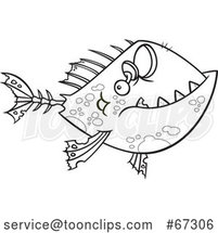 Cartoon Black and White Zombie Fish by Toonaday