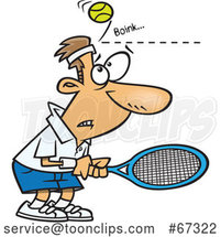 Cartoon White Tennis Player Being Bonked in the Head with a Ball by Toonaday